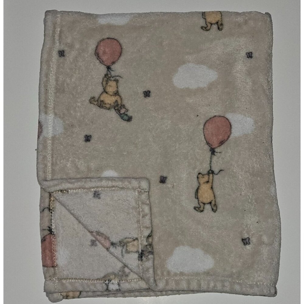 Disney Adirondack Baby Blanket Fleece Classic Pooh Winnie Piglet Balloons Clouds